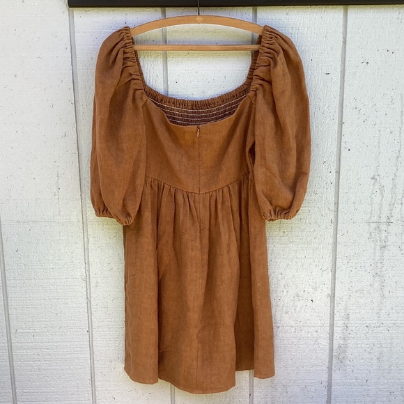 Sezane 100% linen Carlie DRESS camel - Picture 3 of 5